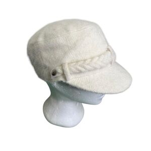 Rabbit Fur White Women's Newsboy Cap